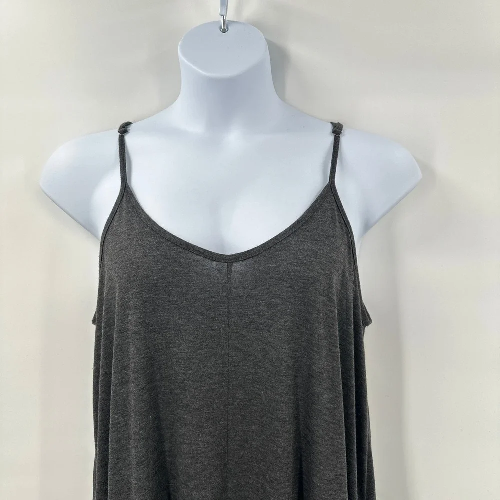 Three Bird Nest Charcoal Gray Maxi Dress XL Spaghetti Strap Flowy‎ Boho Lounge